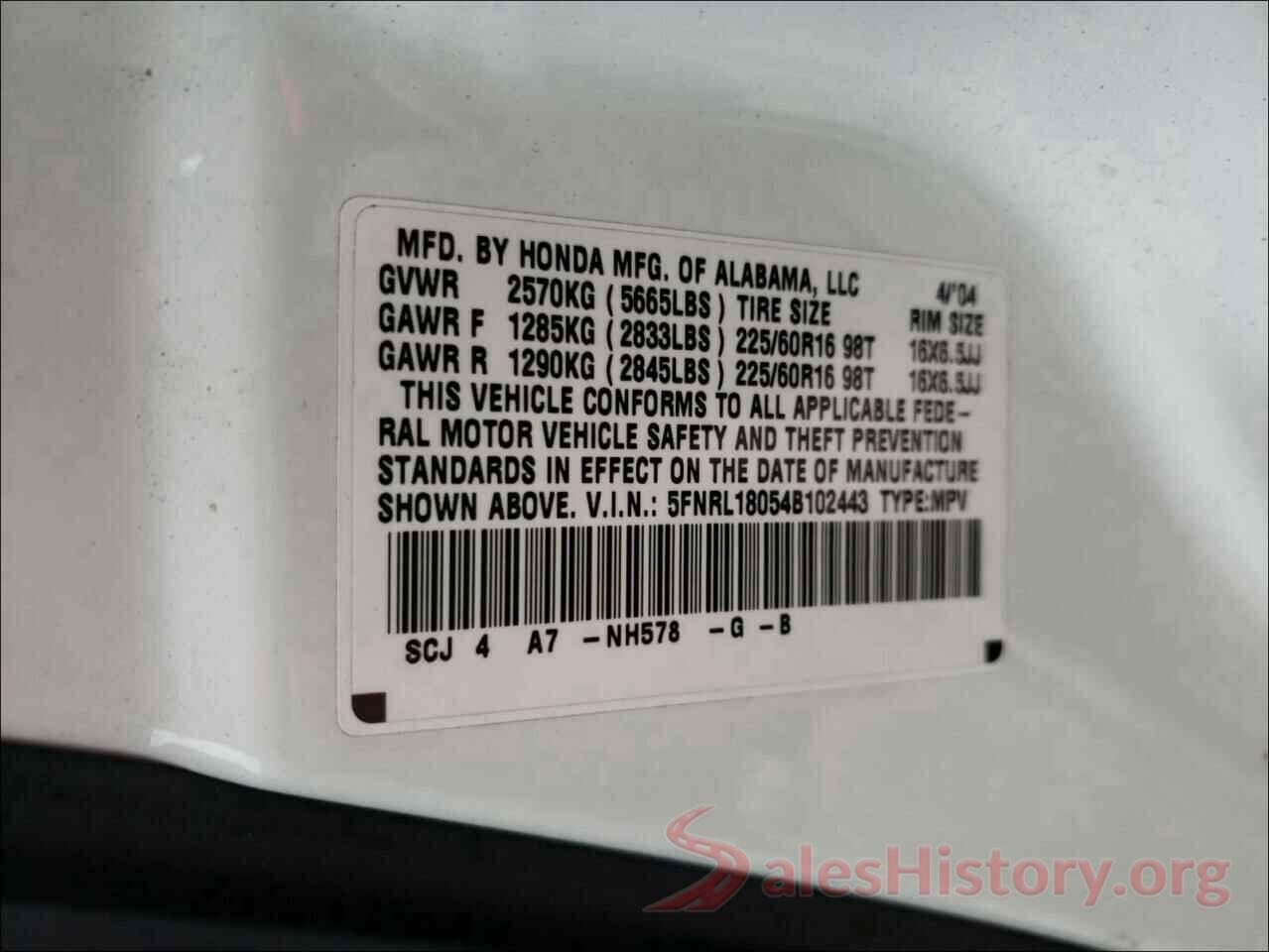 KMHDH4AE7GU583385 2004 HONDA ODYSSEY