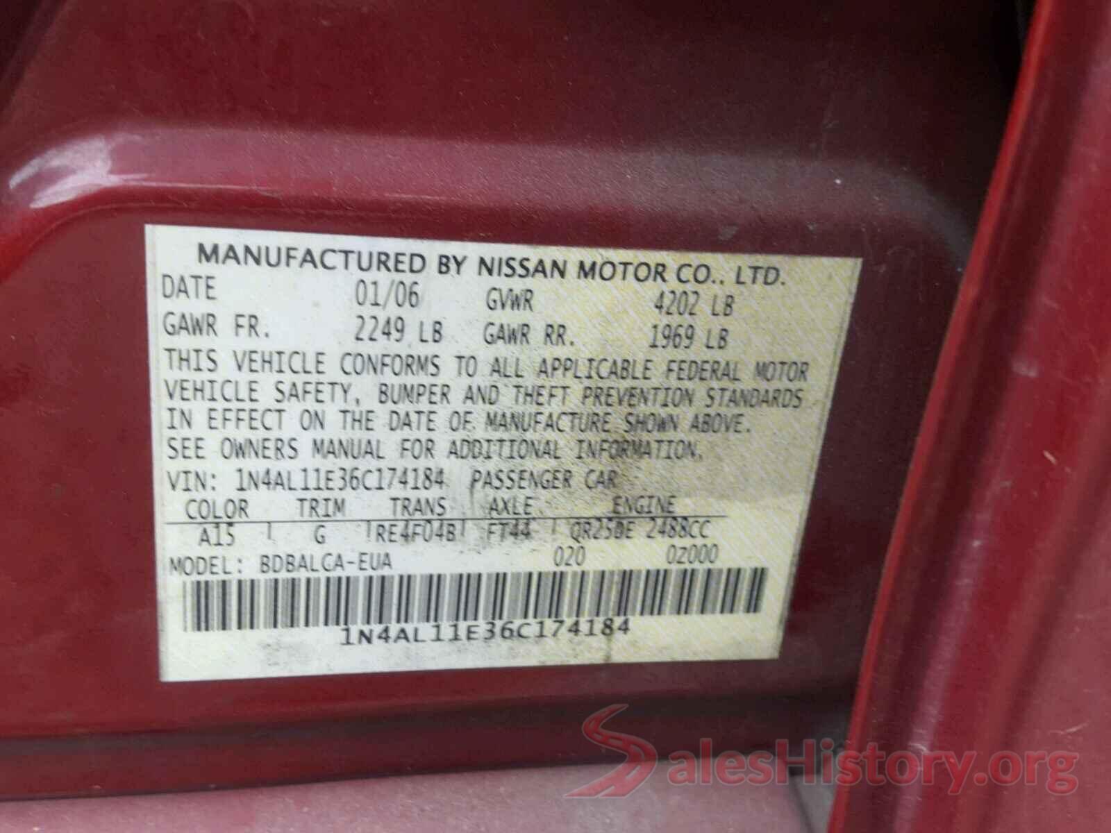 4T1G11BK9MU021634 2006 NISSAN ALTIMA S