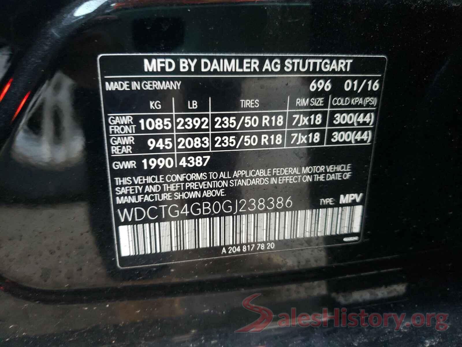 WDCTG4GB0GJ238386 2016 MERCEDES-BENZ G CLASS