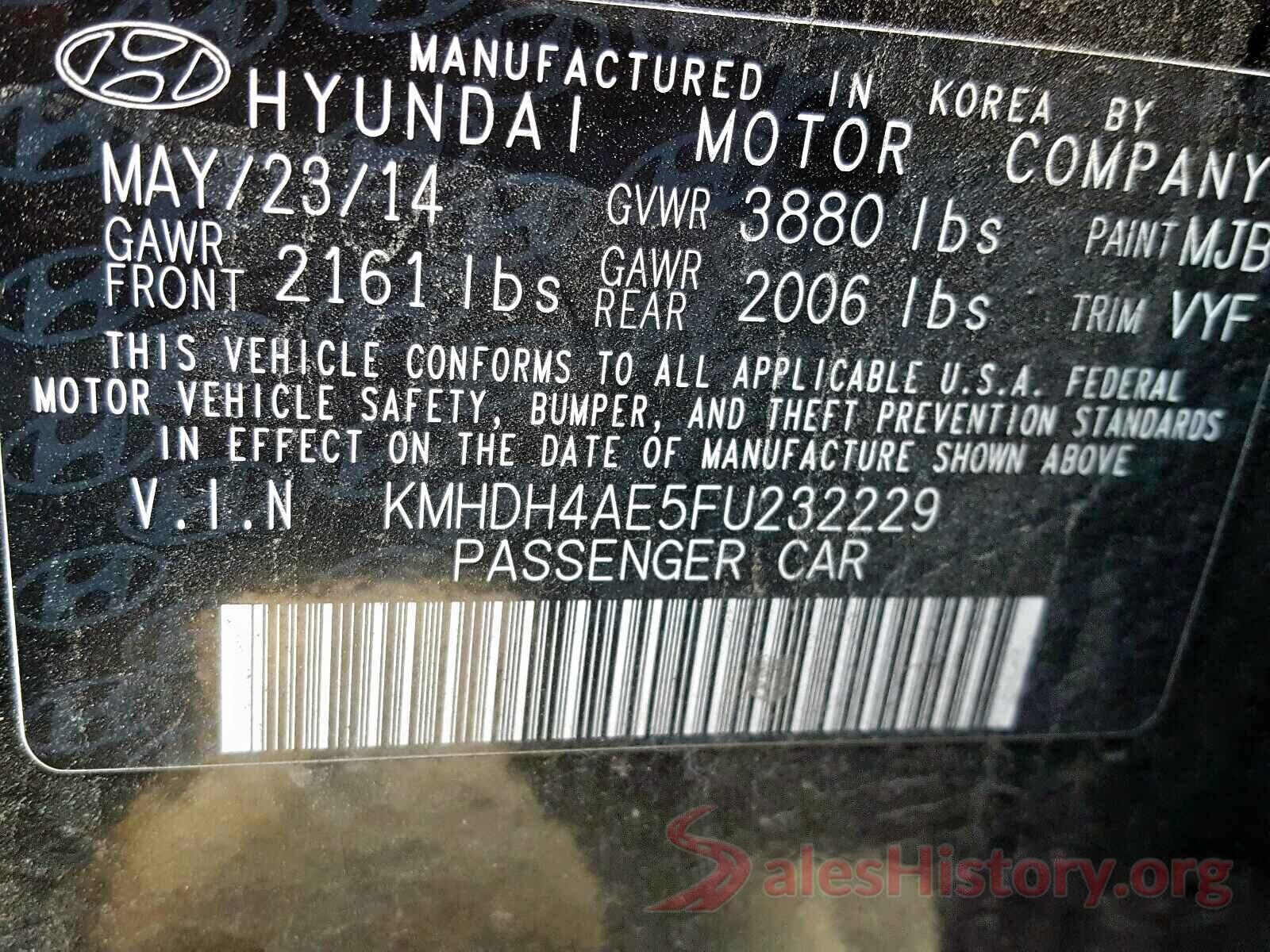 5YJXCBE20JF087252 2015 HYUNDAI ELANTRA