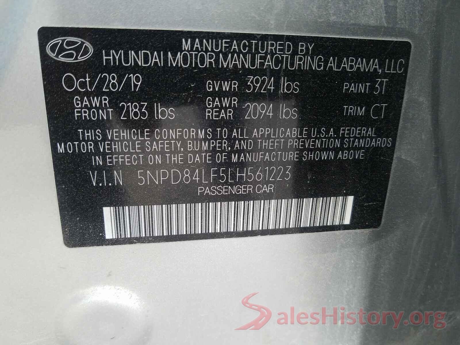 5NPD84LF5LH561223 2020 HYUNDAI ELANTRA