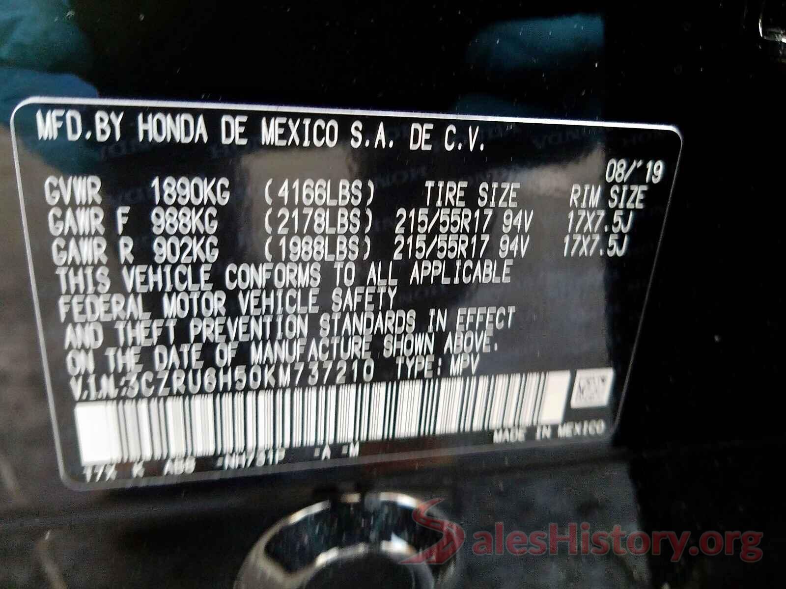 3N1AB7AP4HY282506 2019 HONDA HR-V