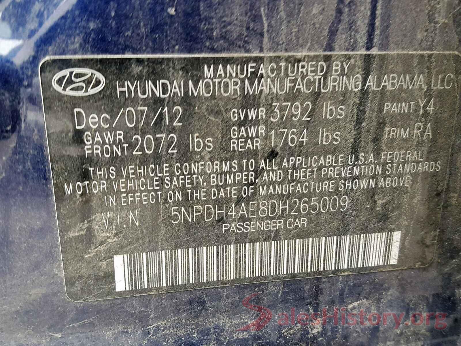 3VWH17AU0HM516195 2013 HYUNDAI ELANTRA