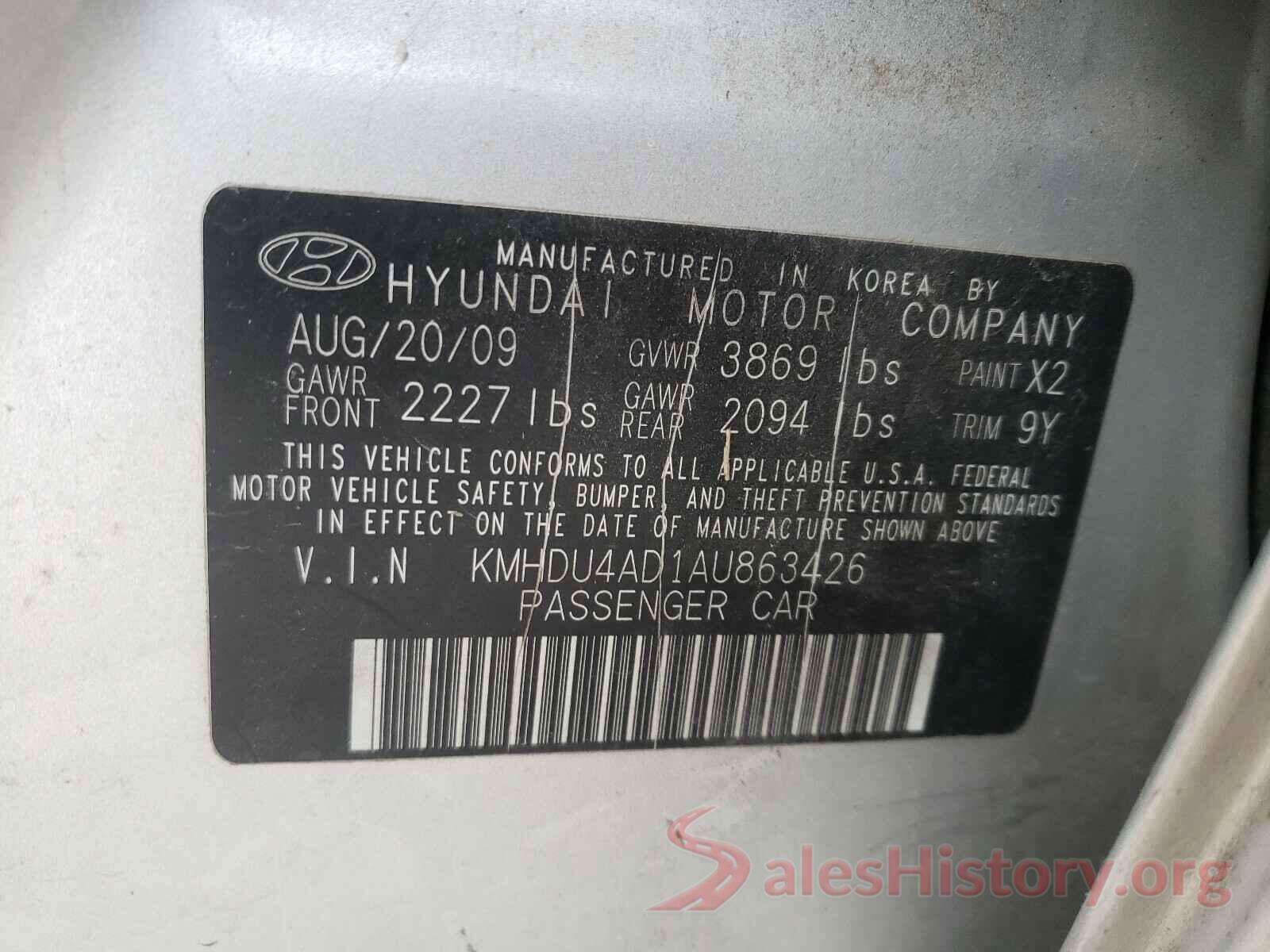 3N1CN7AP9GL808009 2010 HYUNDAI ELANTRA