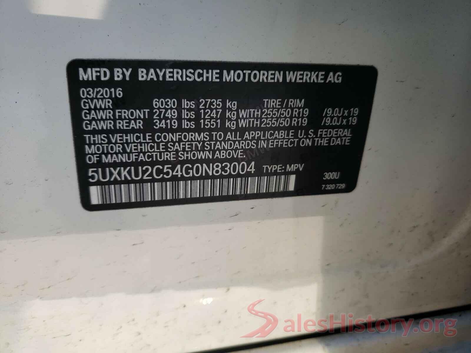 5UXKU2C54G0N83004 2016 BMW X6