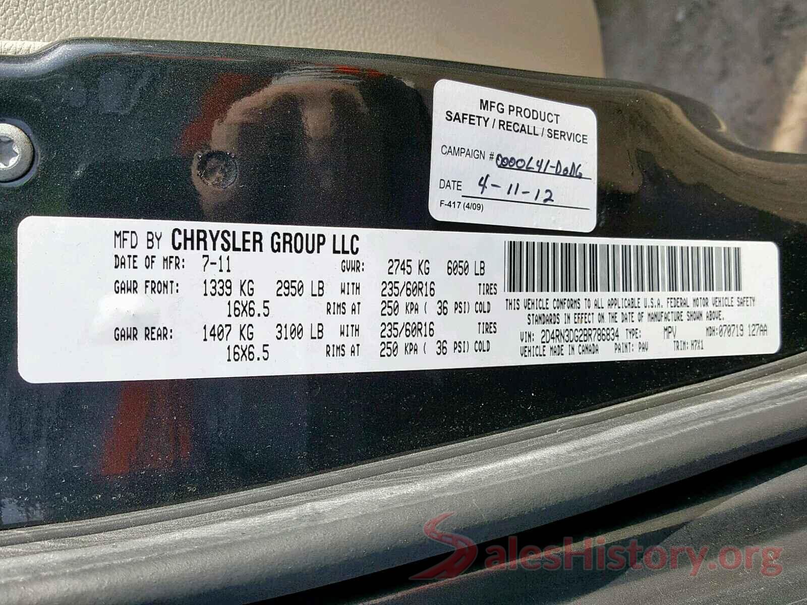 5XYPH4A58KG445379 2011 DODGE GRAND CARA