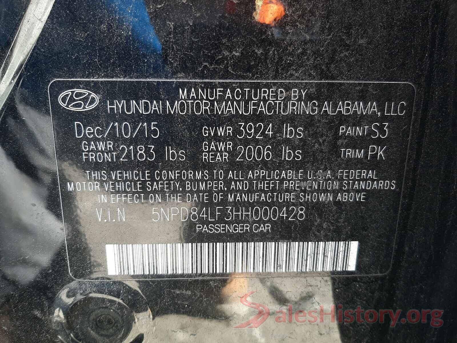 5NPD84LF3HH000428 2017 HYUNDAI ELANTRA