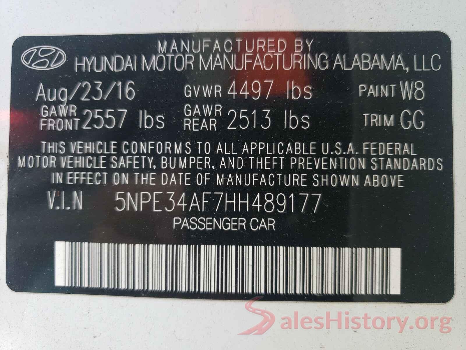 5NPE34AF7HH489177 2017 HYUNDAI SONATA