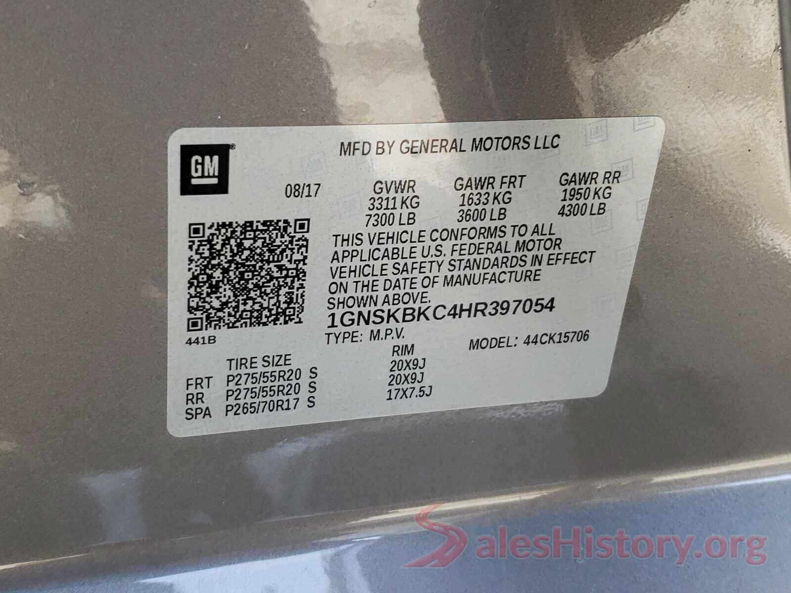 3FA6P0PU8JR158754 2017 CHEVROLET TAHOE