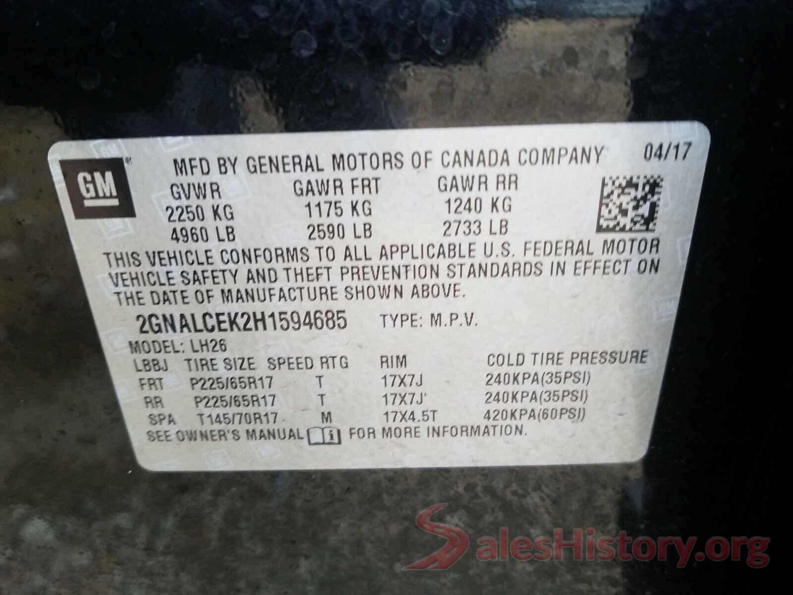 2GNALCEK2H1594685 2017 CHEVROLET EQUINOX