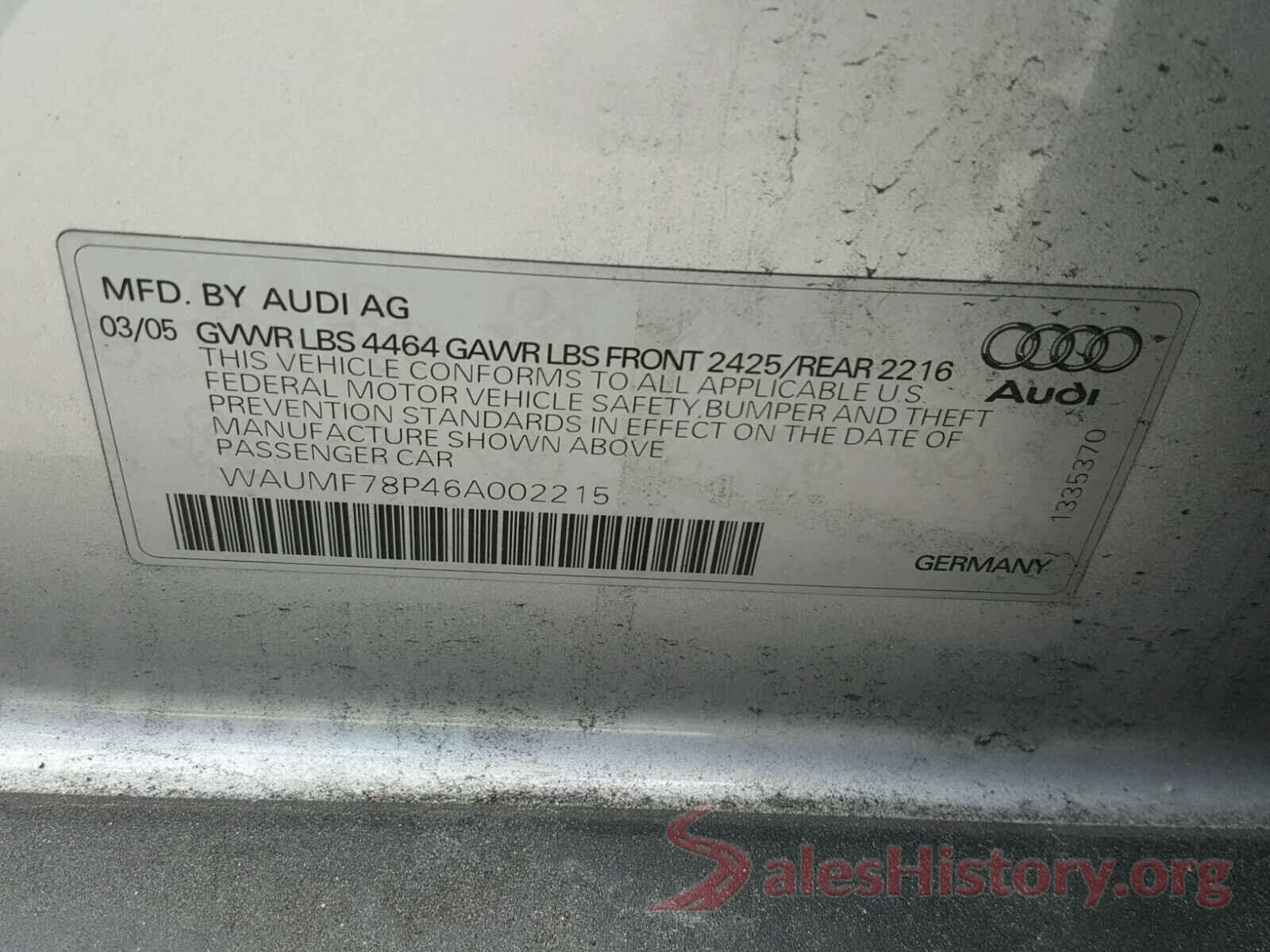 5NPD74LF6KH438032 2006 AUDI A3