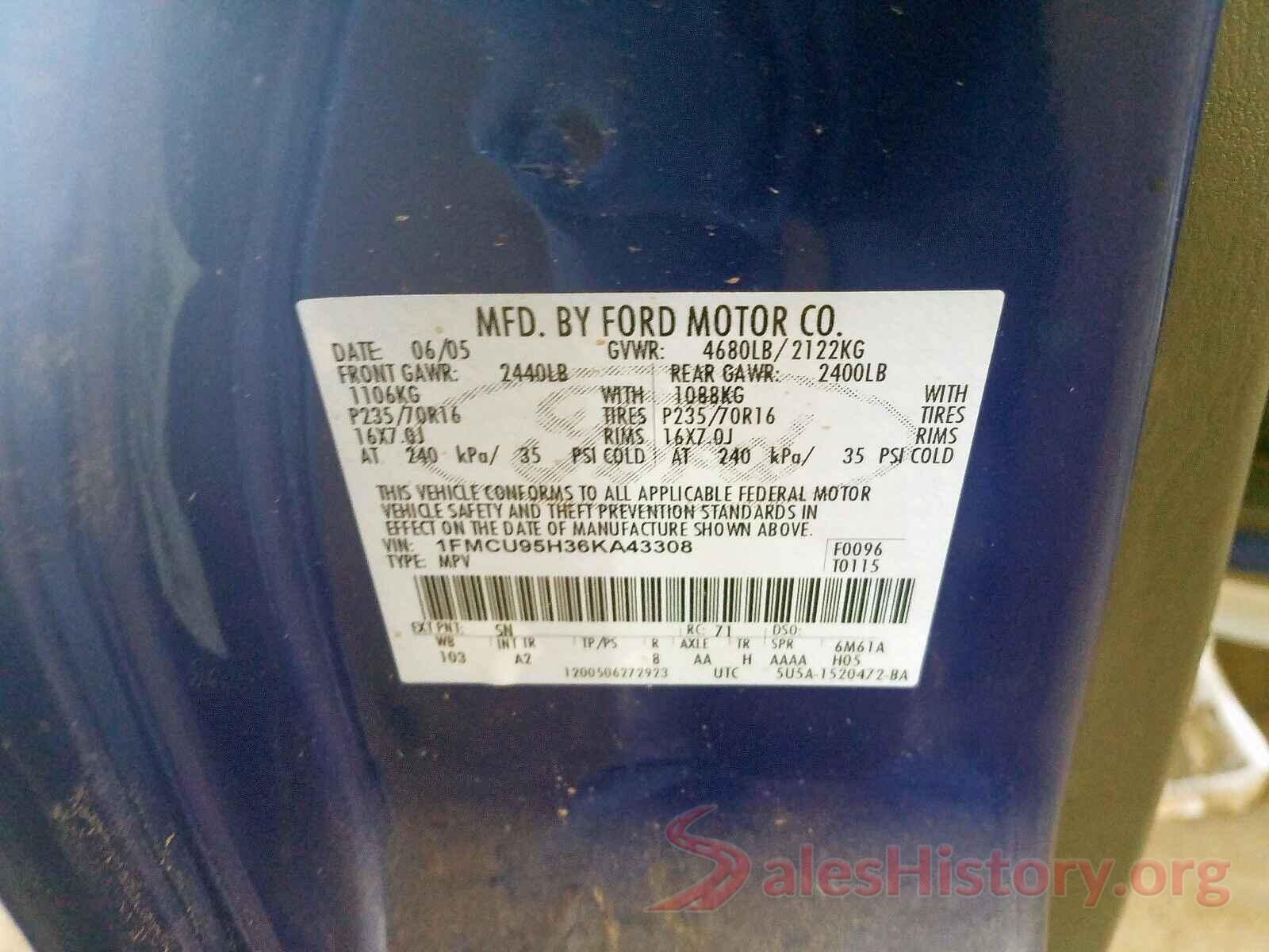 5FNRL6H80JB004810 2006 FORD ESCAPE