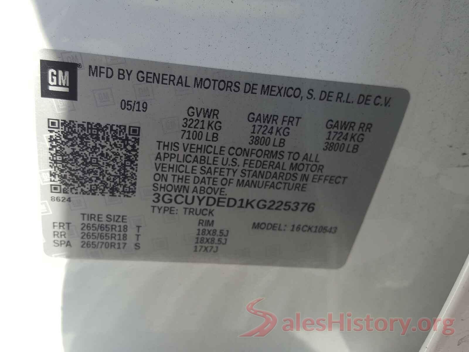 3GCUYDED1KG225376 2019 CHEVROLET SILVERADO