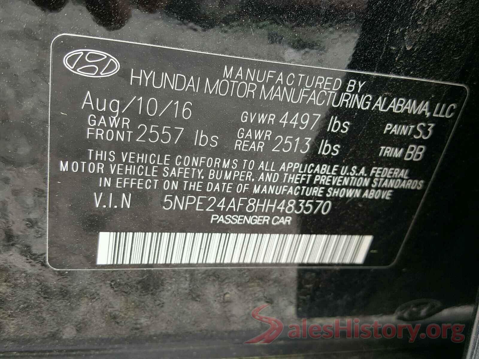 KMHRC8A39LU032797 2017 HYUNDAI SONATA