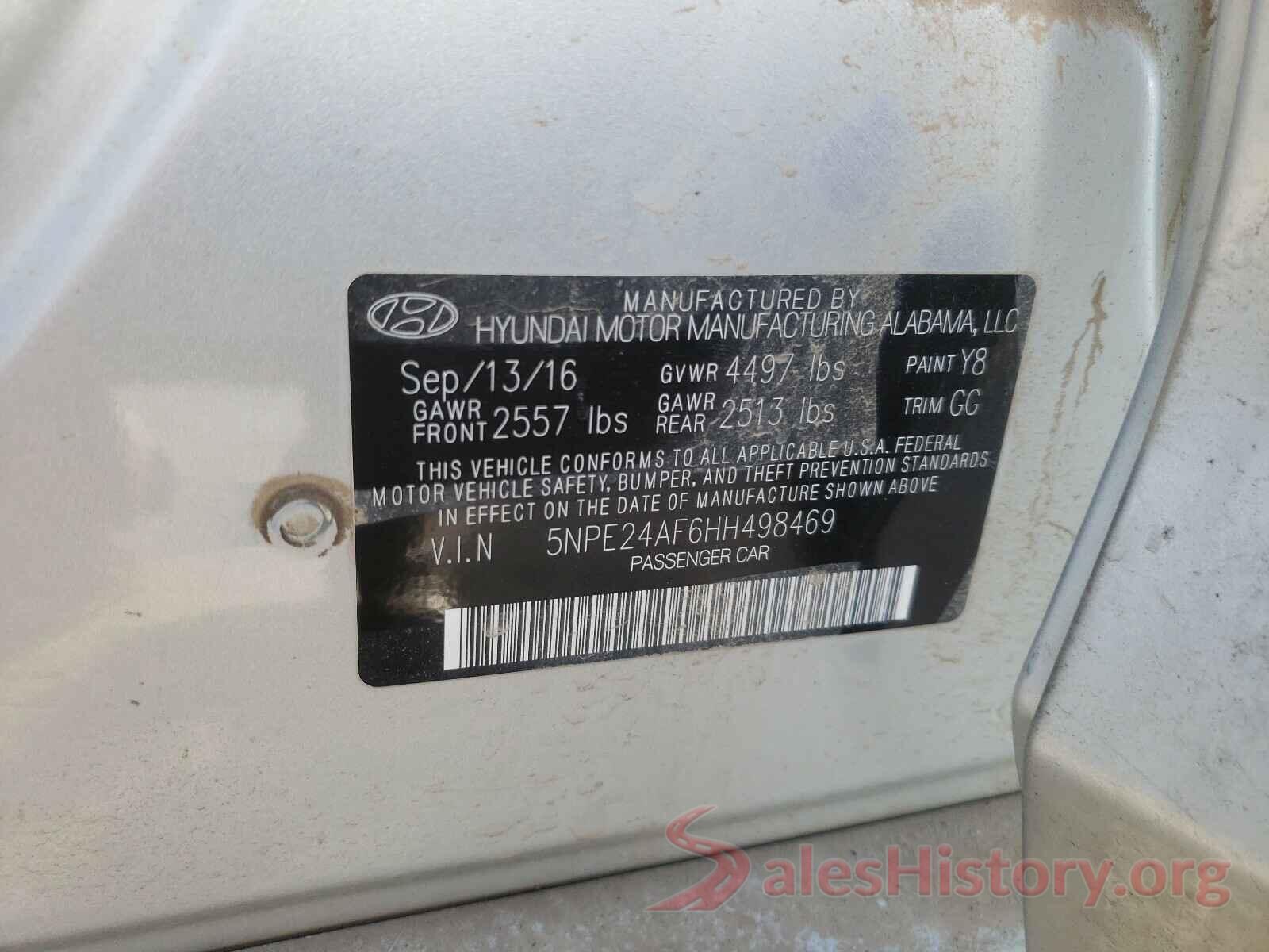 5NPE24AF6HH498469 2017 HYUNDAI SONATA