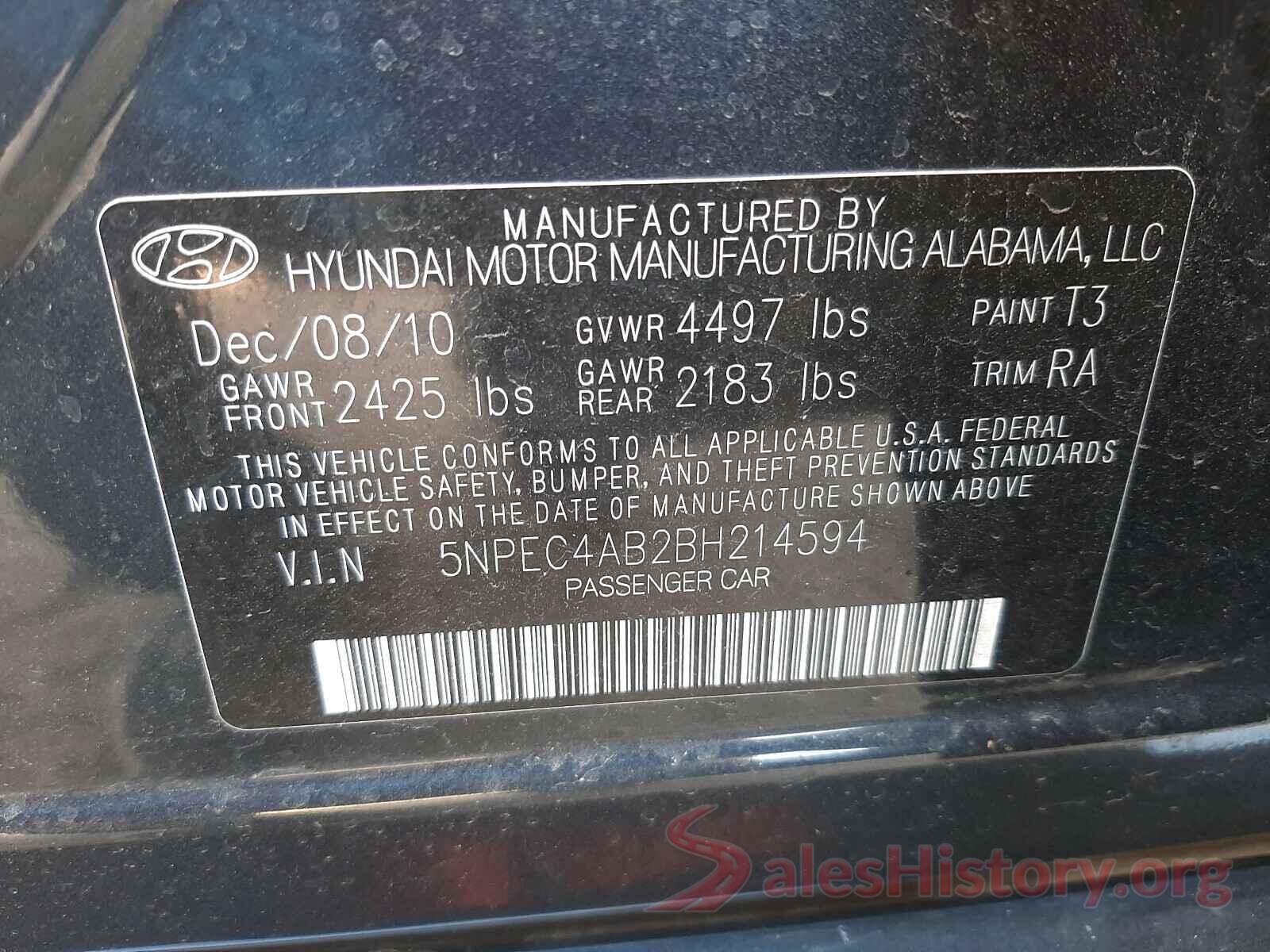 KNDJN2A26K7690221 2011 HYUNDAI SONATA