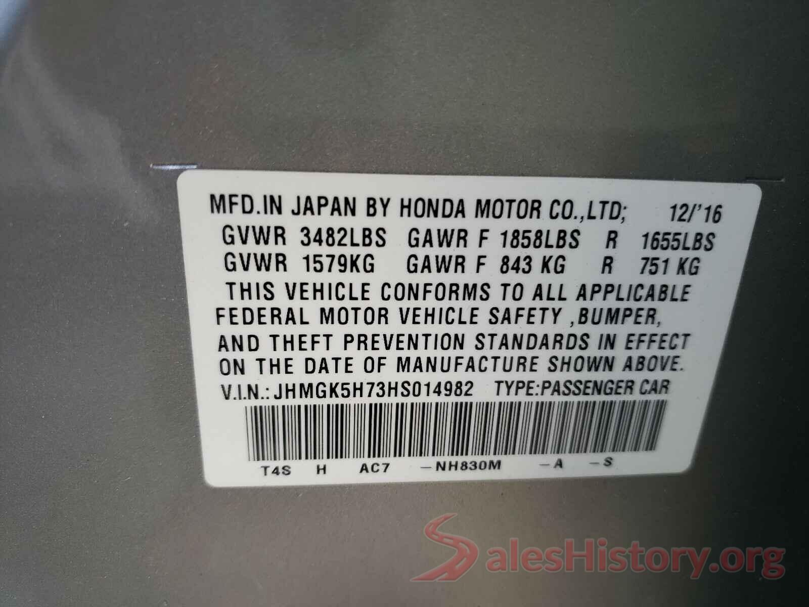 ML32F3FJ8LHF08074 2017 HONDA FIT