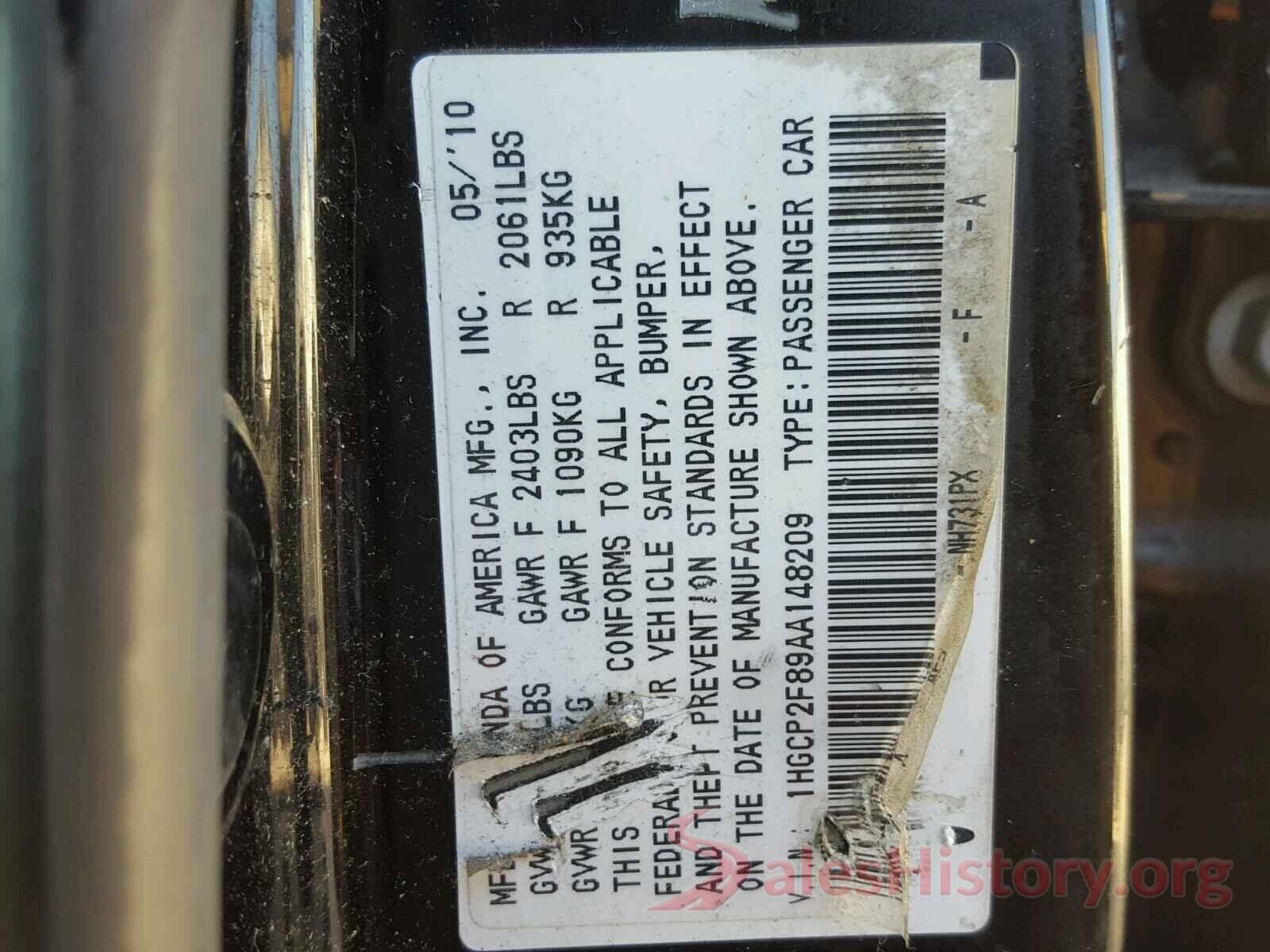 3N1CE2CP8GL358627 2010 HONDA ACCORD