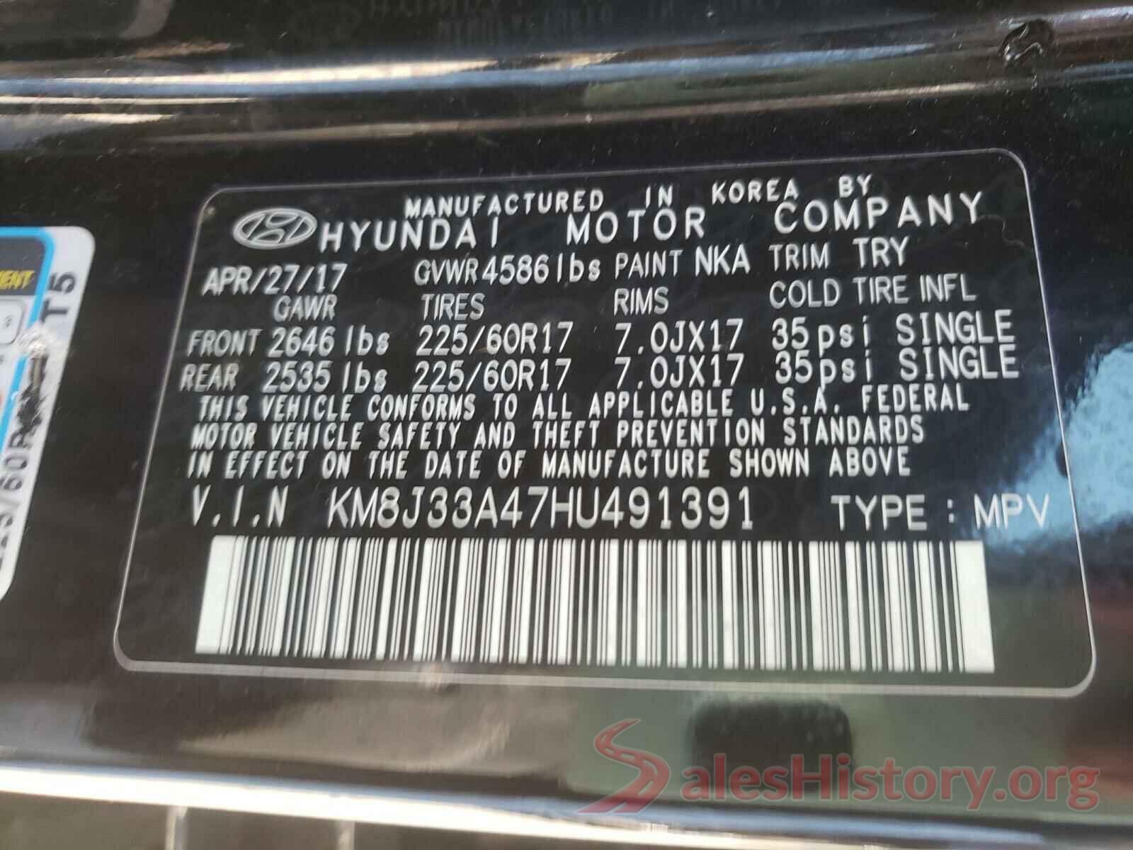 KM8J33A47HU491391 2017 HYUNDAI TUCSON