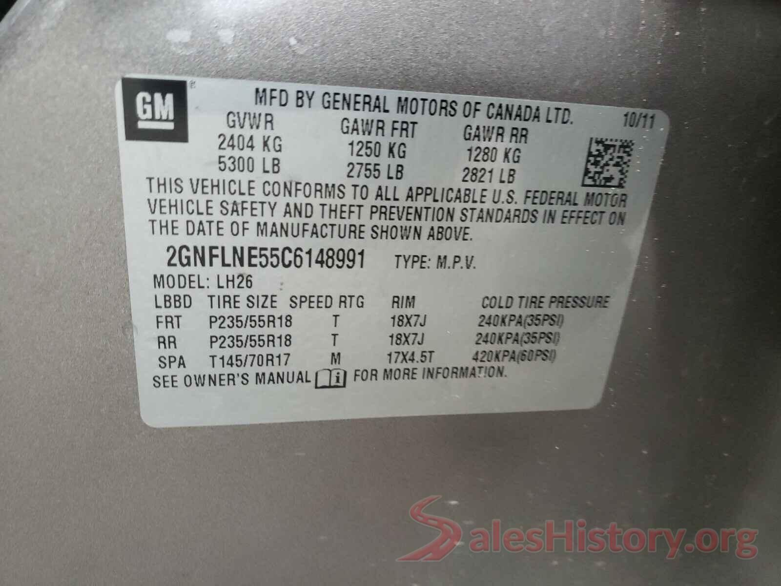 2HGFC2F76JH566826 2012 CHEVROLET EQUINOX