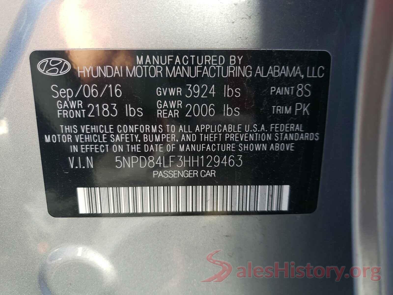 5NPD84LF3HH129463 2017 HYUNDAI ELANTRA