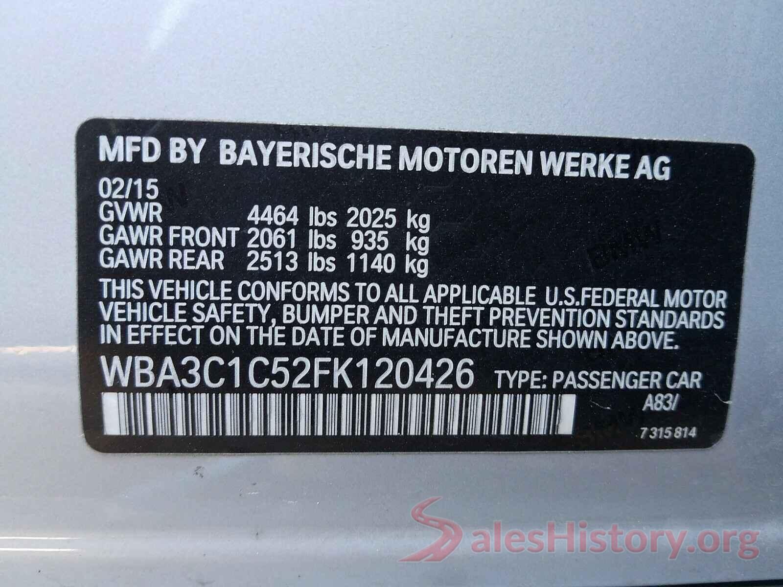 4S3GKAB62H3614767 2015 BMW 3 SERIES