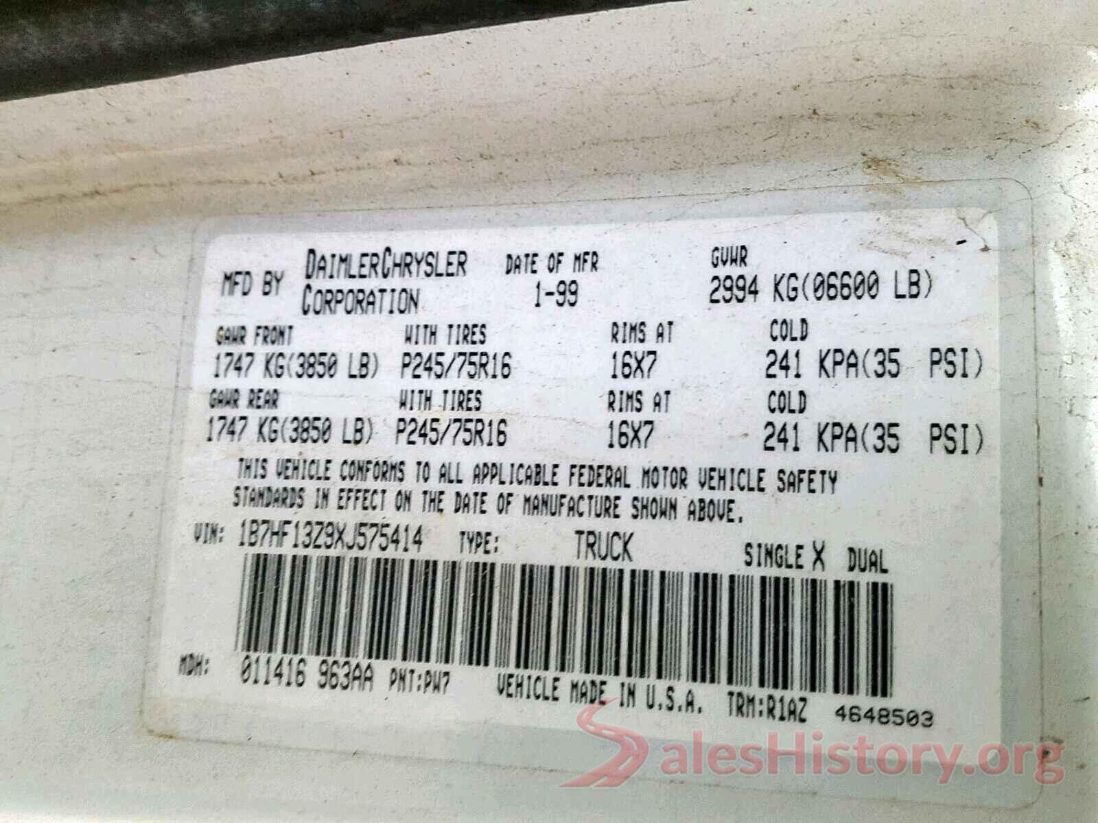 5TFDY5F14GX522882 1999 DODGE RAM 1500