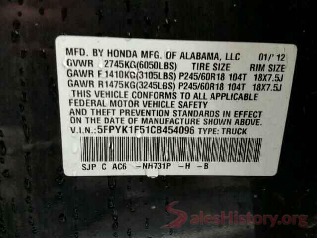 JM1BPBNY5M1312250 2012 HONDA RIDGELINE