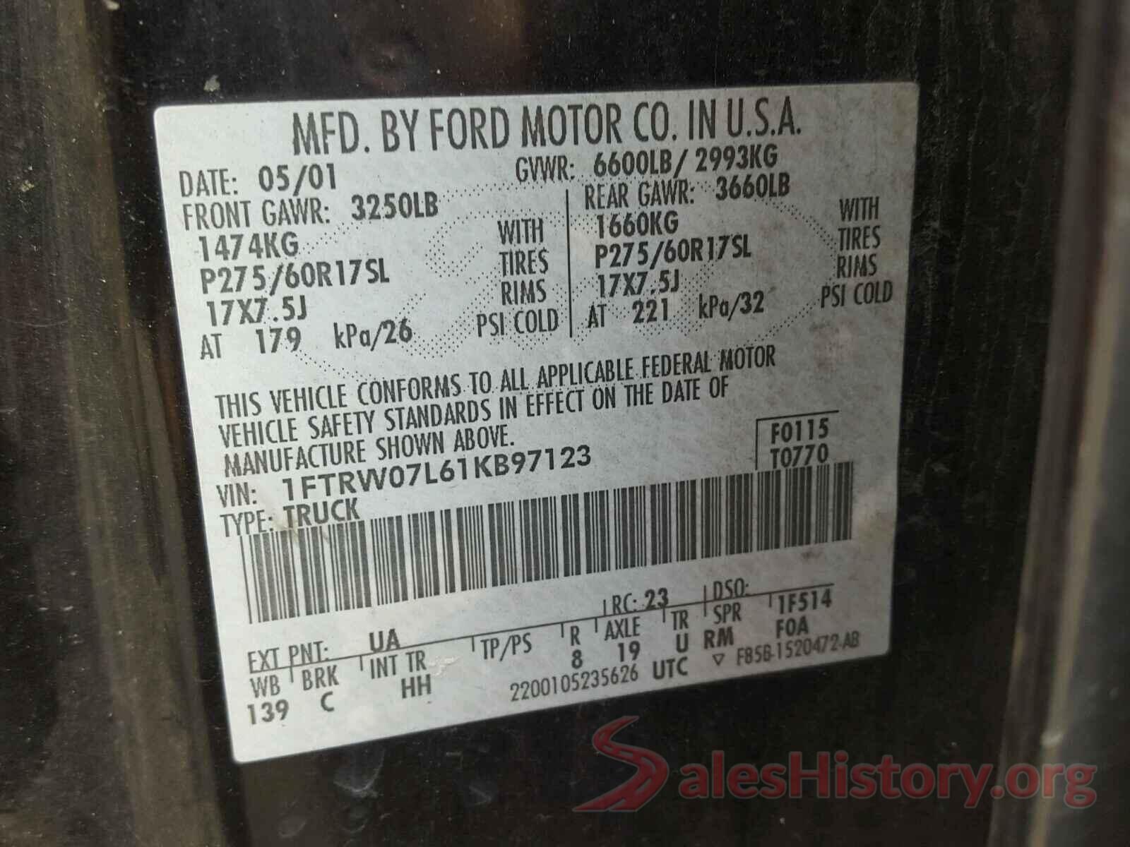 1C4PJLLB7JD544399 2001 FORD F150