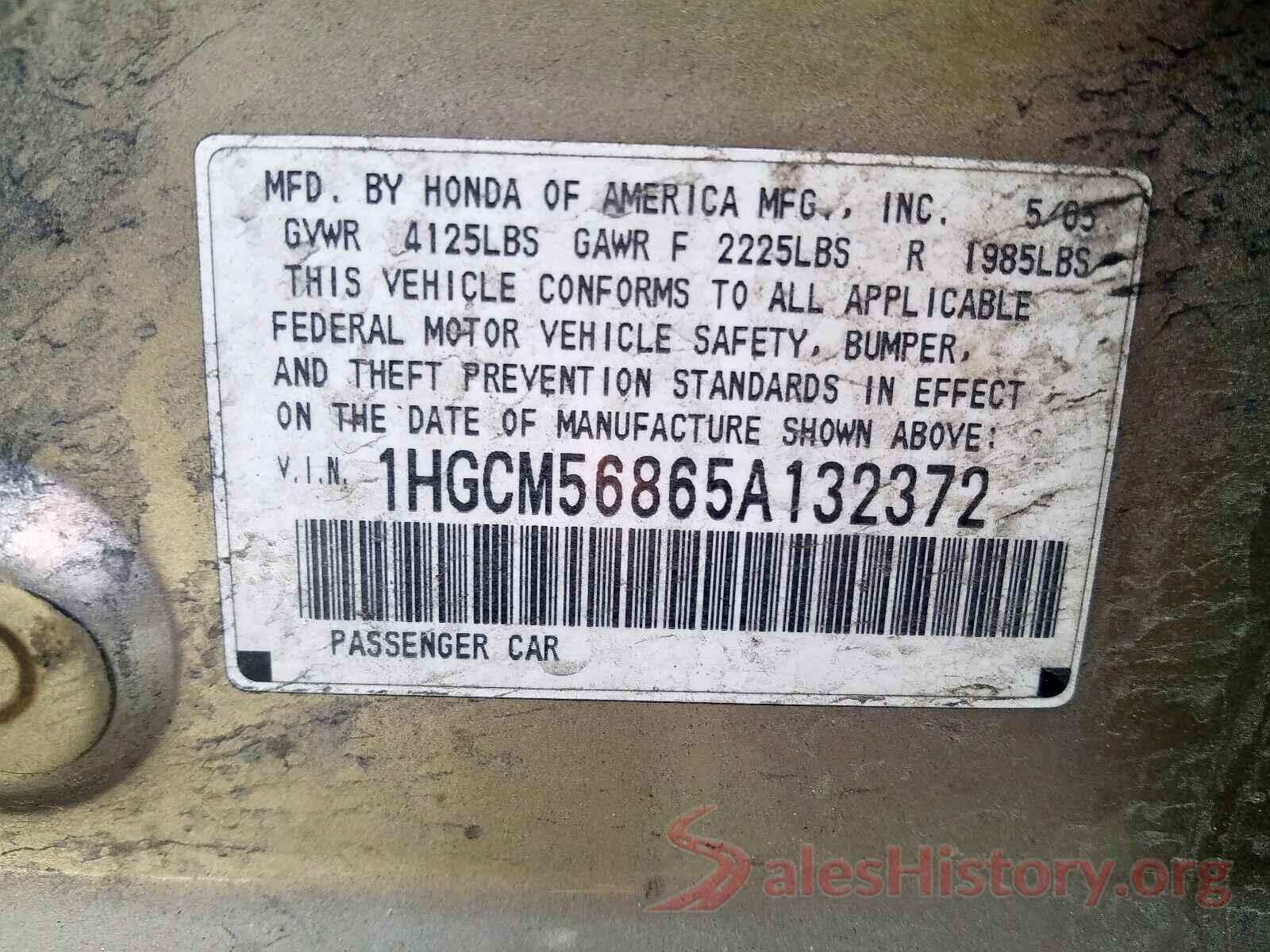 2T3YFREV8GW273140 2005 HONDA ACCORD