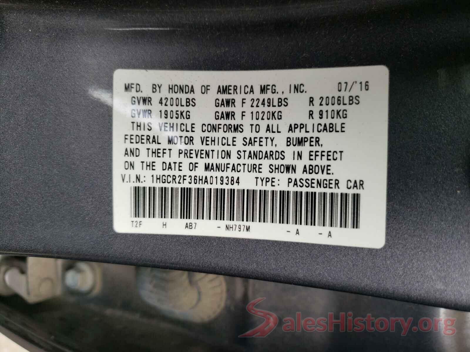 1HGCR2F36HA019384 2017 HONDA ACCORD