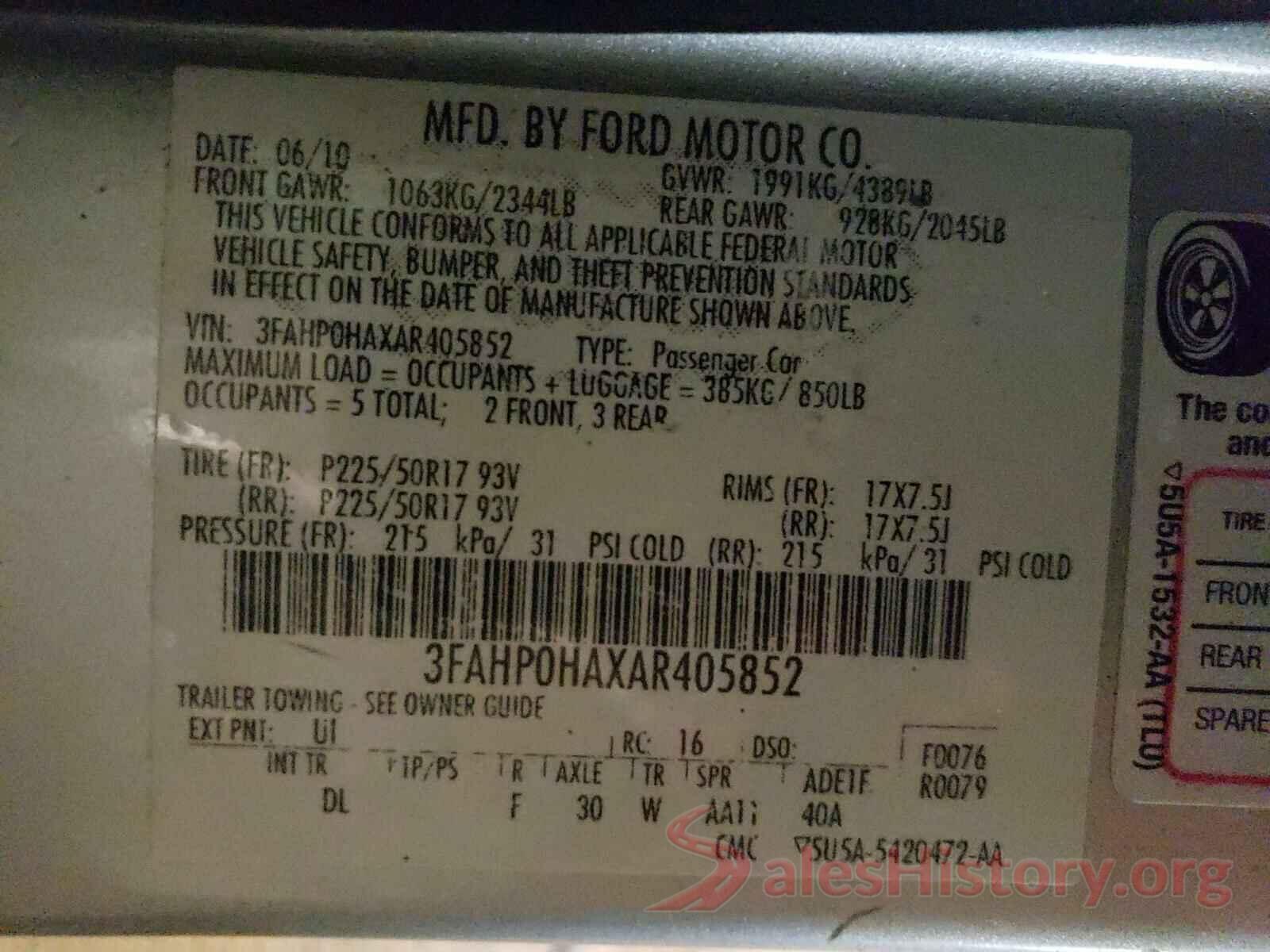 JTDS4RCE8LJ028524 2010 FORD FUSION