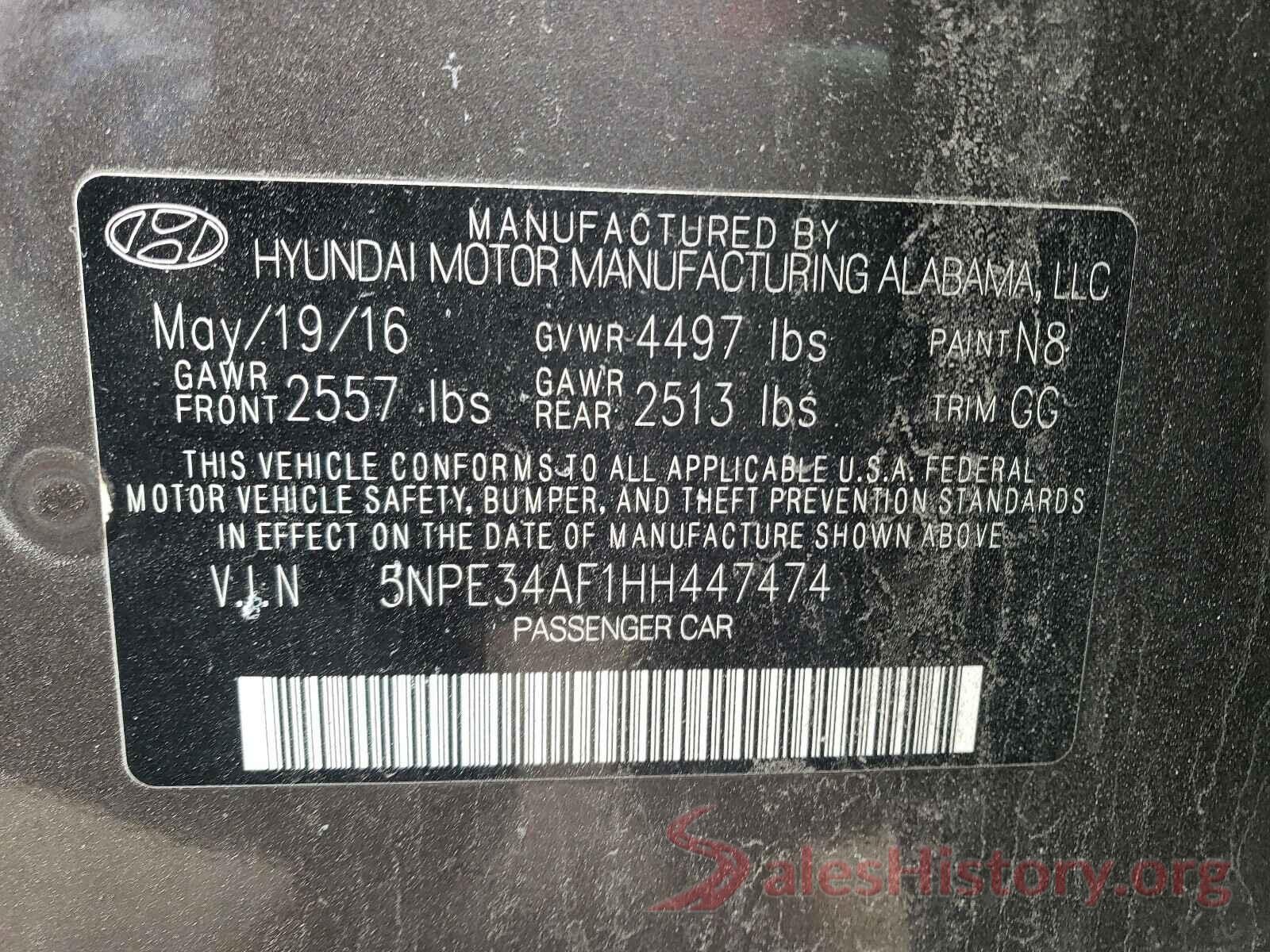 5NPE34AF1HH447474 2017 HYUNDAI SONATA