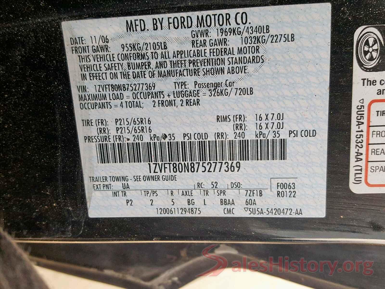 5NPD84LF3LH510691 2007 FORD MUSTANG