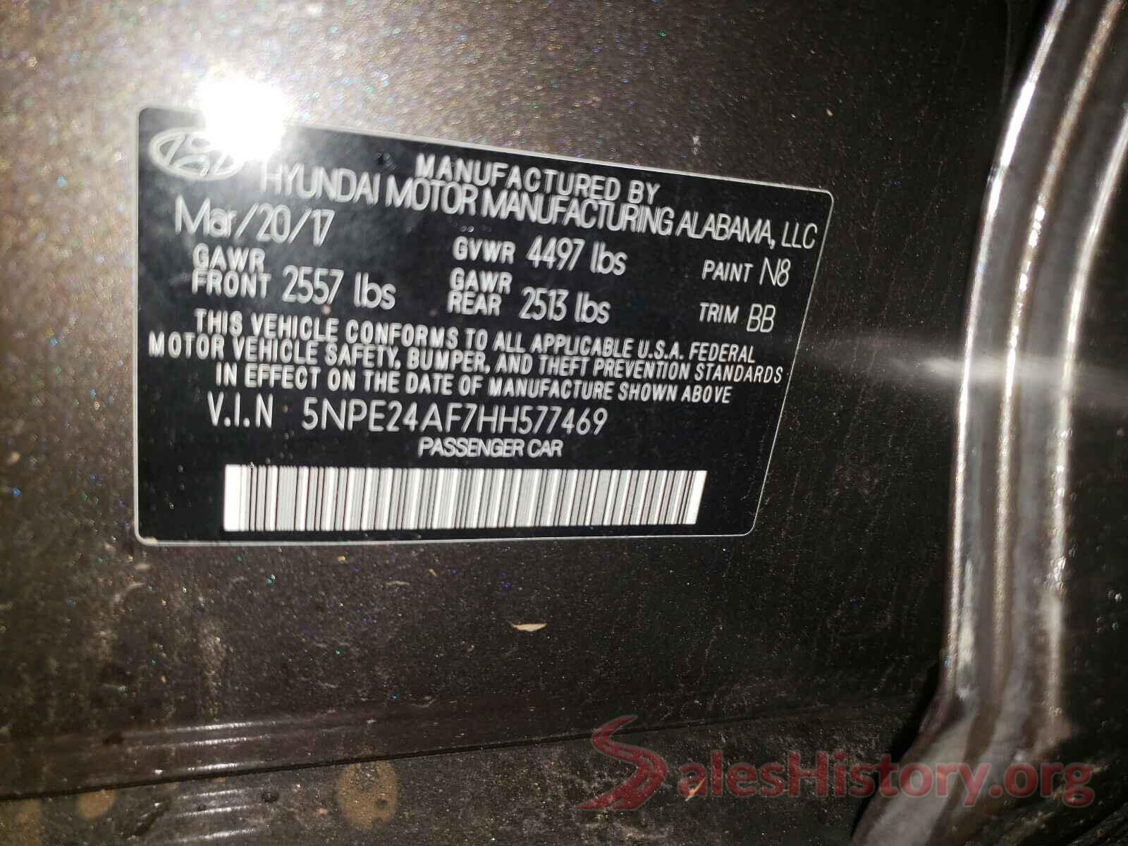 5NPE24AF7HH577469 2017 HYUNDAI SONATA