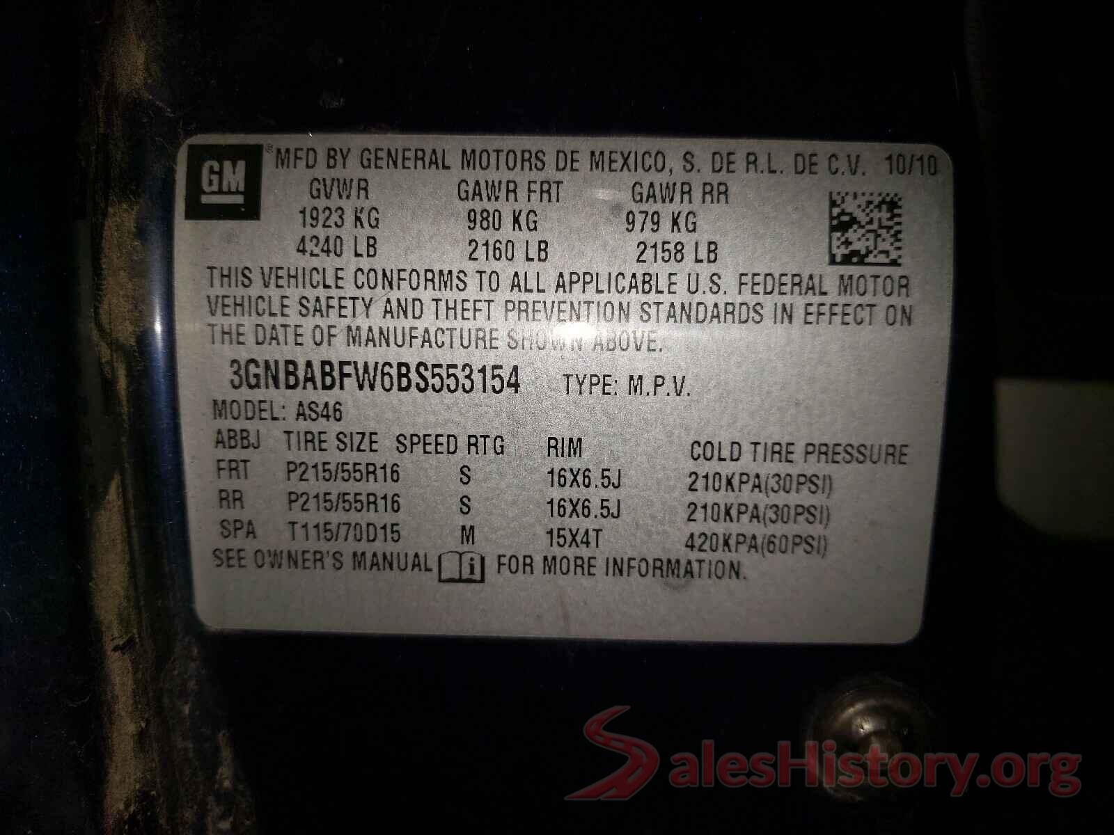 3N1AB7AP0KY433395 2011 CHEVROLET HHR