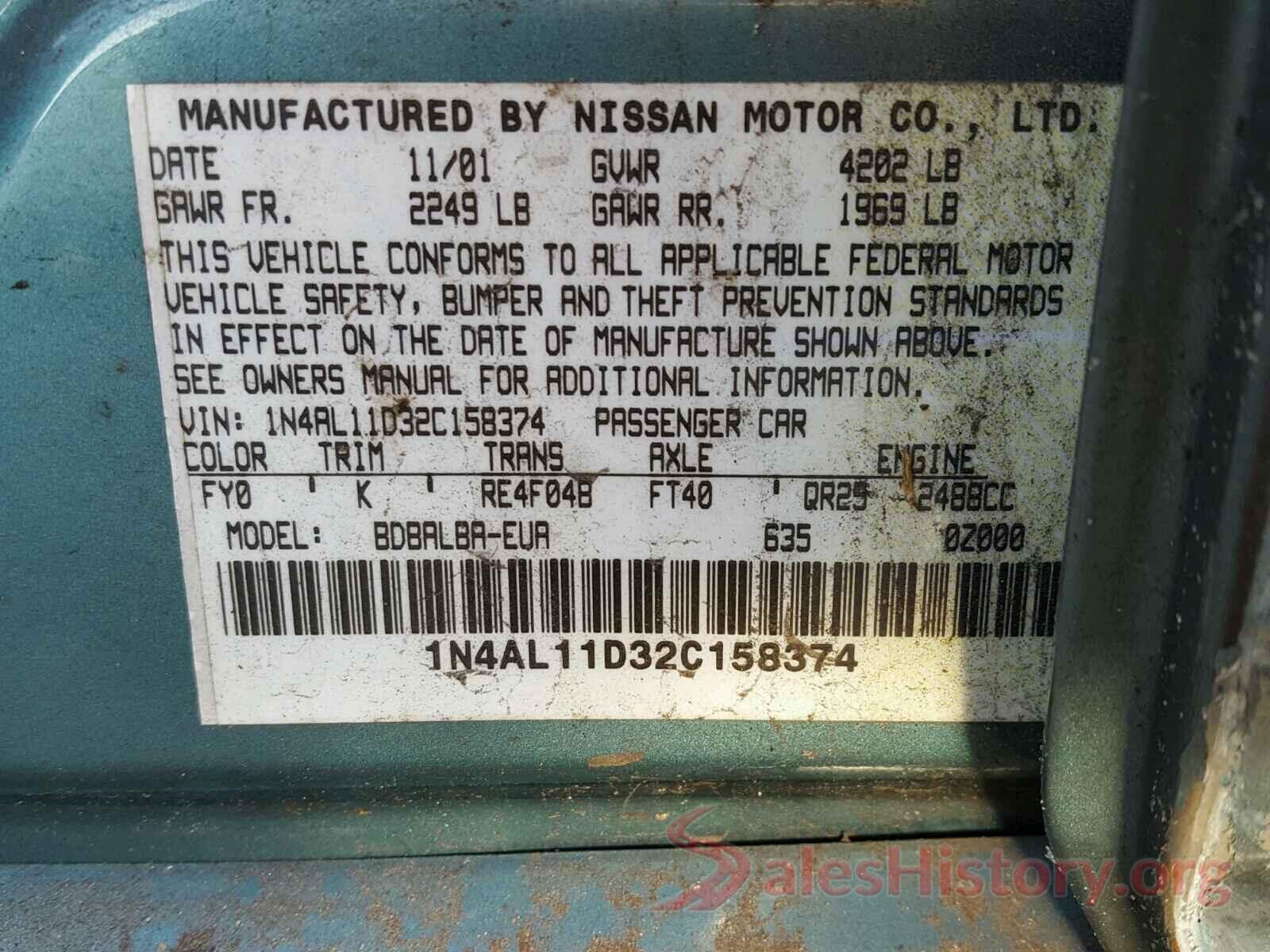 4T1BF1FK5HU366008 2002 NISSAN ALTIMA BAS