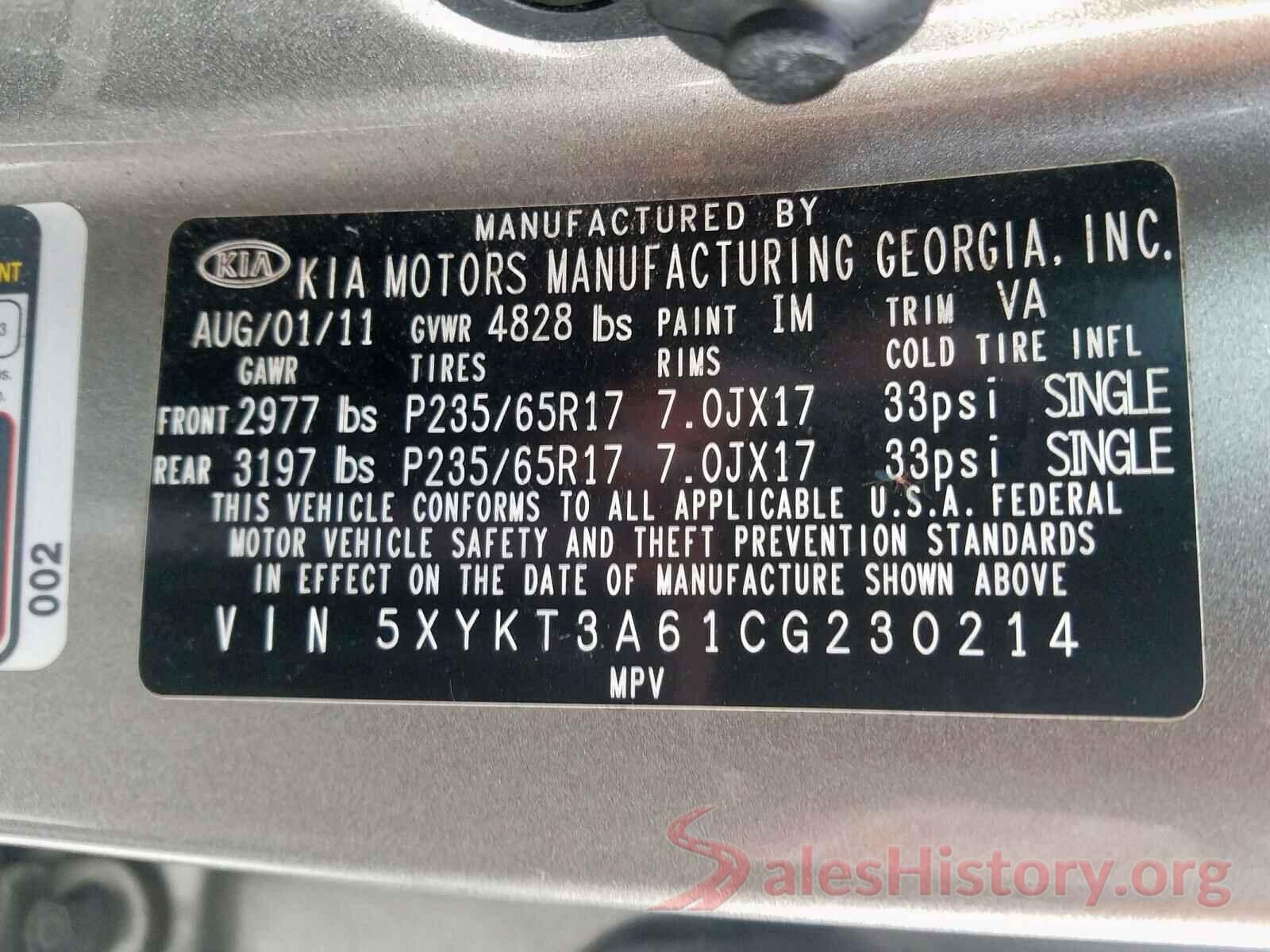 2T3A1RFV5LC124176 2012 KIA SORENTO