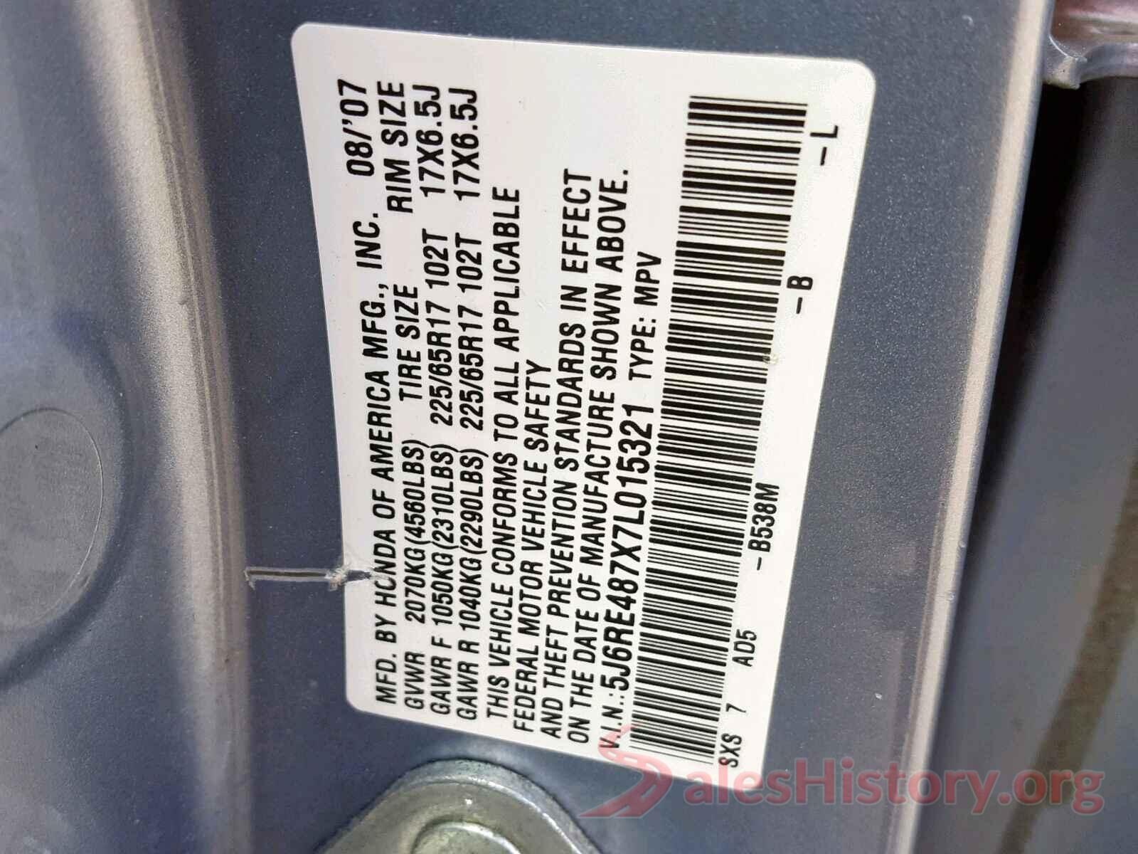 5NPE24AF0HH453821 2007 HONDA CR-V EXL