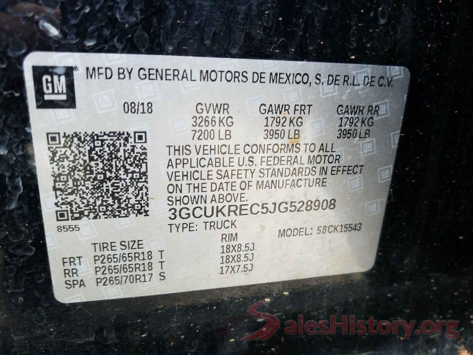 3GCUKREC5JG528908 2018 CHEVROLET SILVERADO