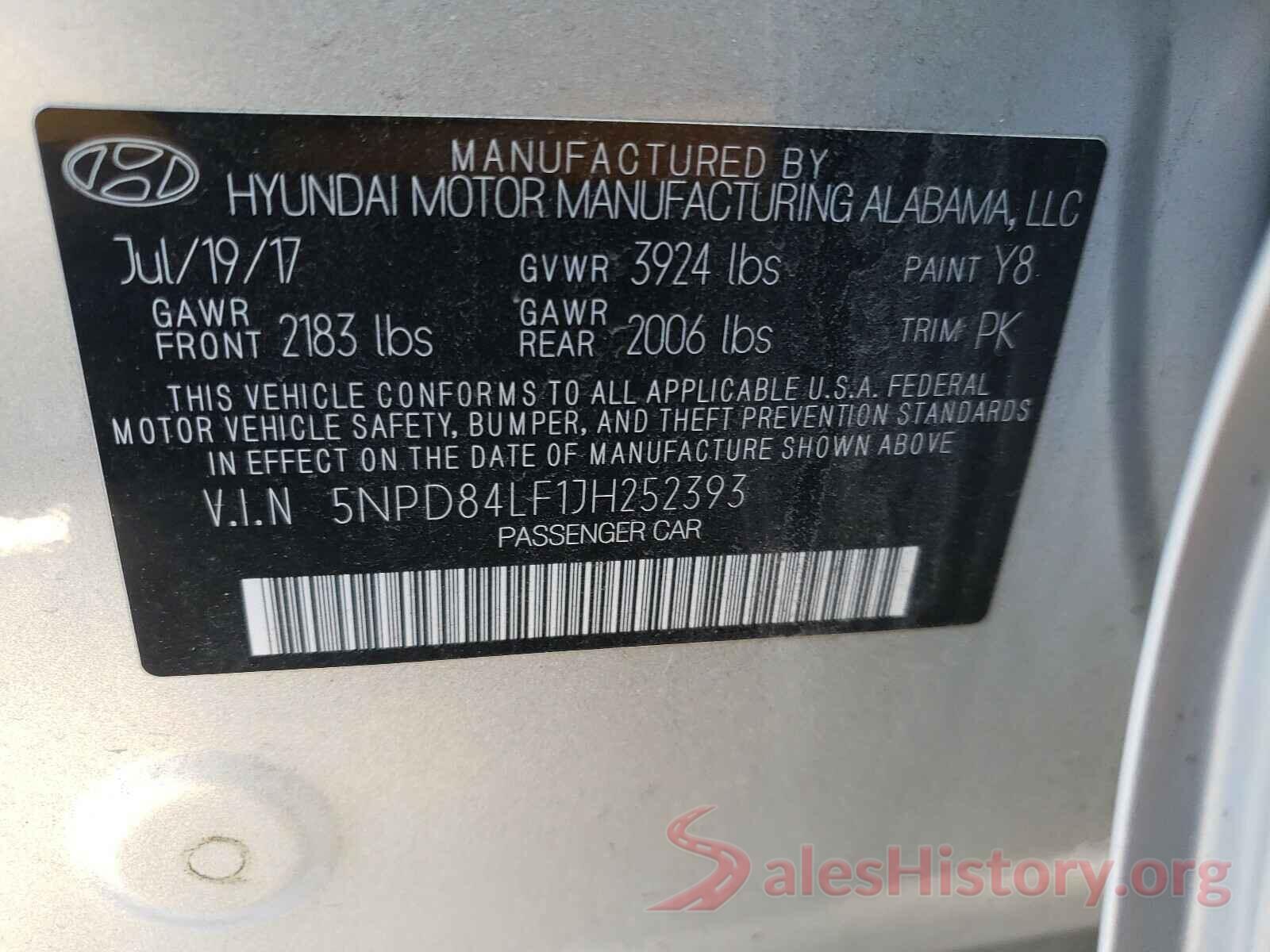 5NPD84LF1JH252393 2018 HYUNDAI ELANTRA