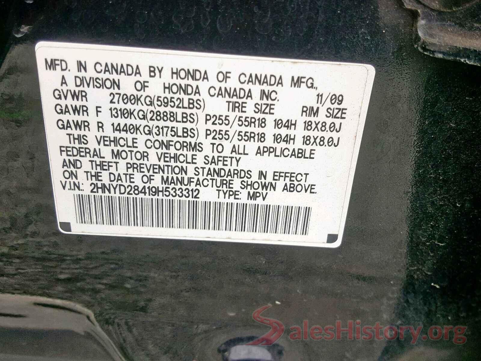 2T3BFREV1HW549794 2009 ACURA MDX