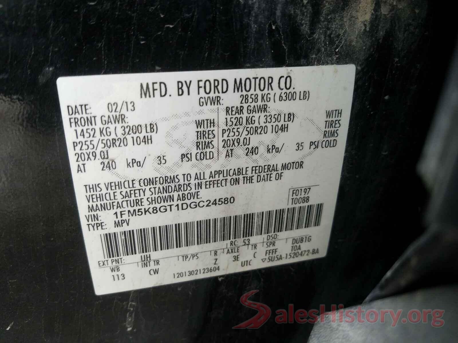 WDDWJ4JB3JF745800 2013 FORD EXPLORER