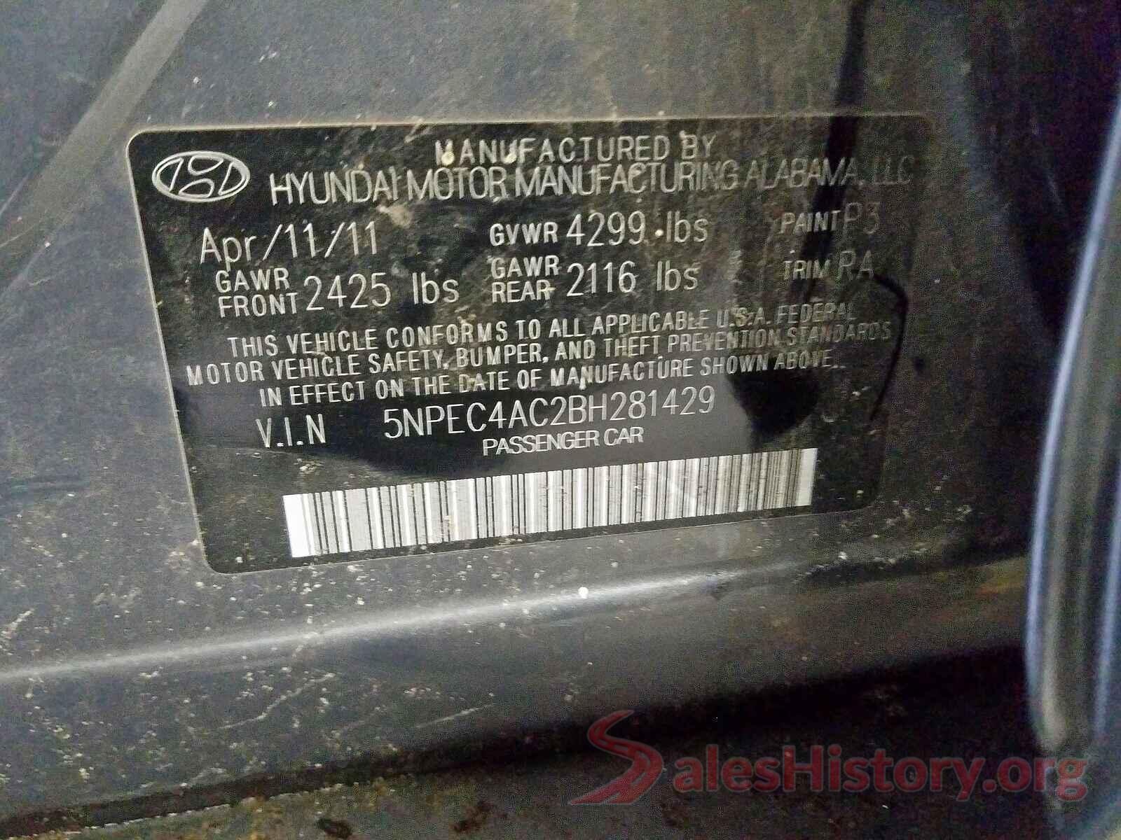 3N1AB7AP7JY339738 2011 HYUNDAI SONATA