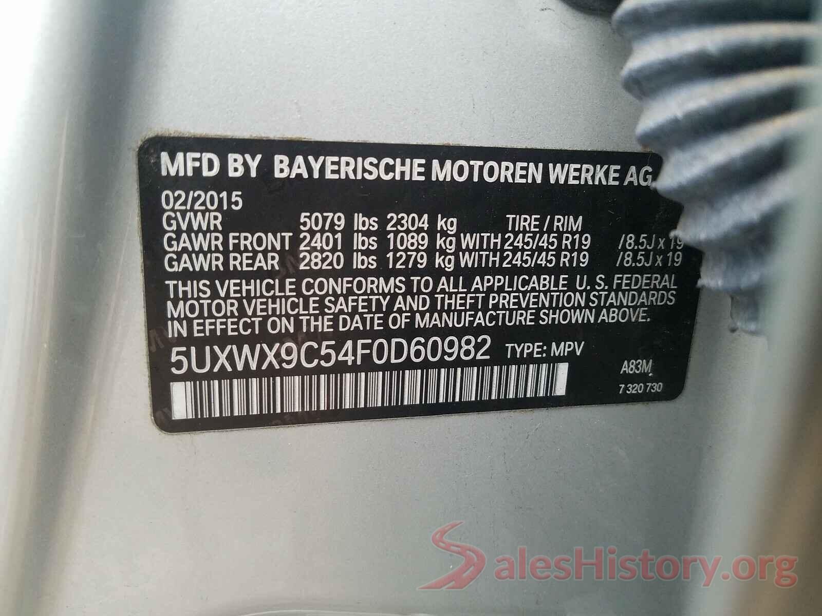 5UXWX9C54F0D60982 2015 BMW X3