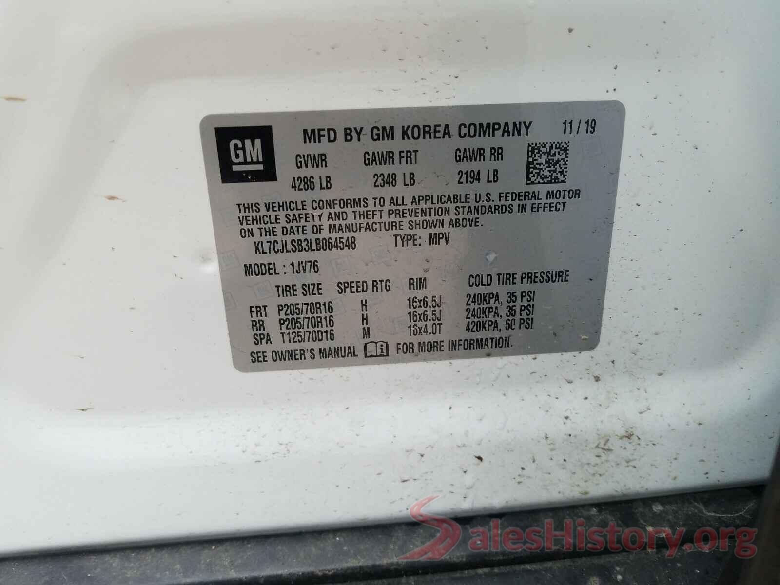 KL7CJLSB3LB064548 2020 CHEVROLET TRAX