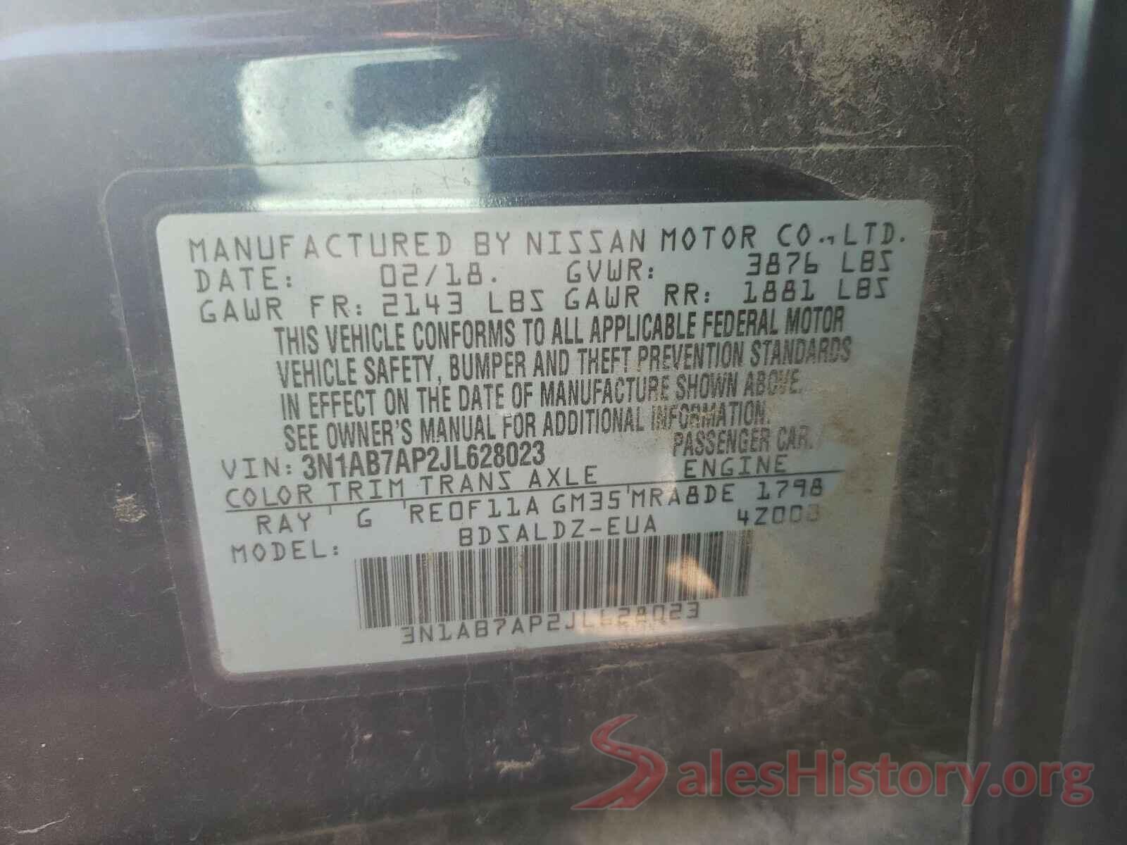 3N1AB7AP2JL628023 2018 NISSAN SENTRA