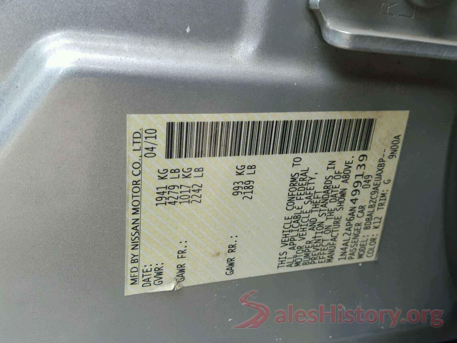 5TDDZ3DC8KS213016 2010 NISSAN ALTIMA BAS