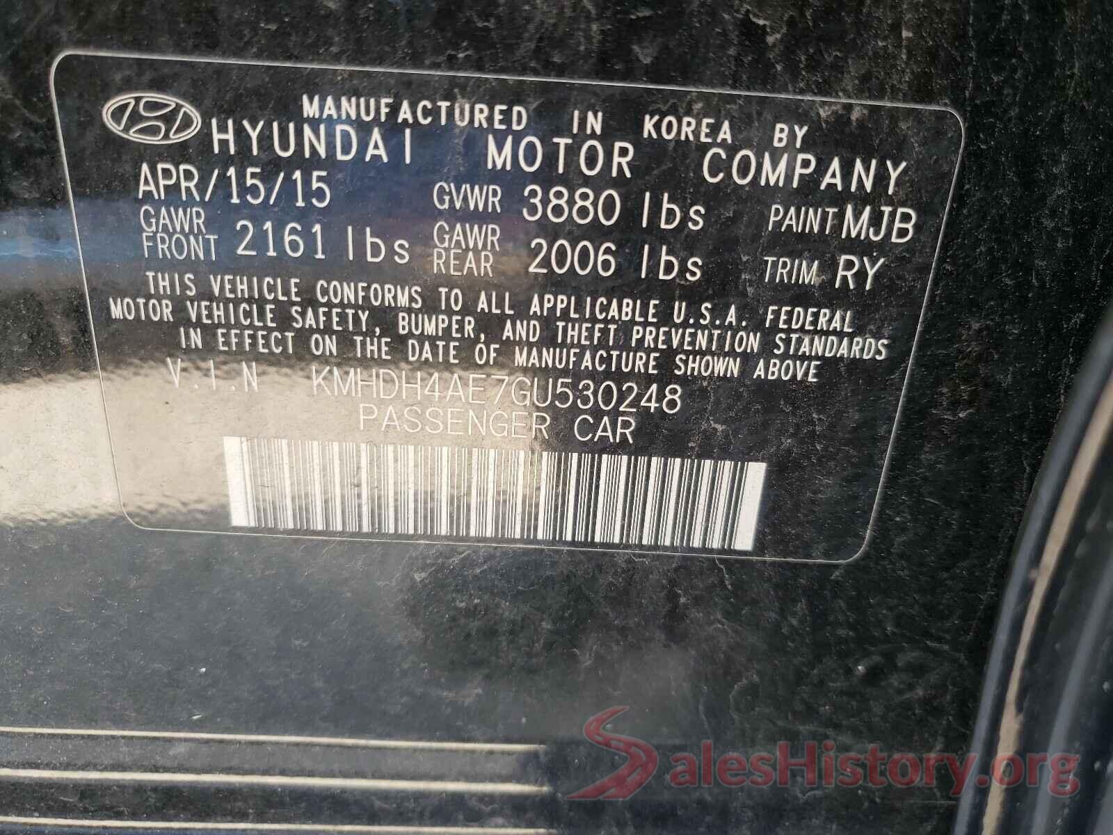 KMHDH4AE7GU530248 2016 HYUNDAI ELANTRA