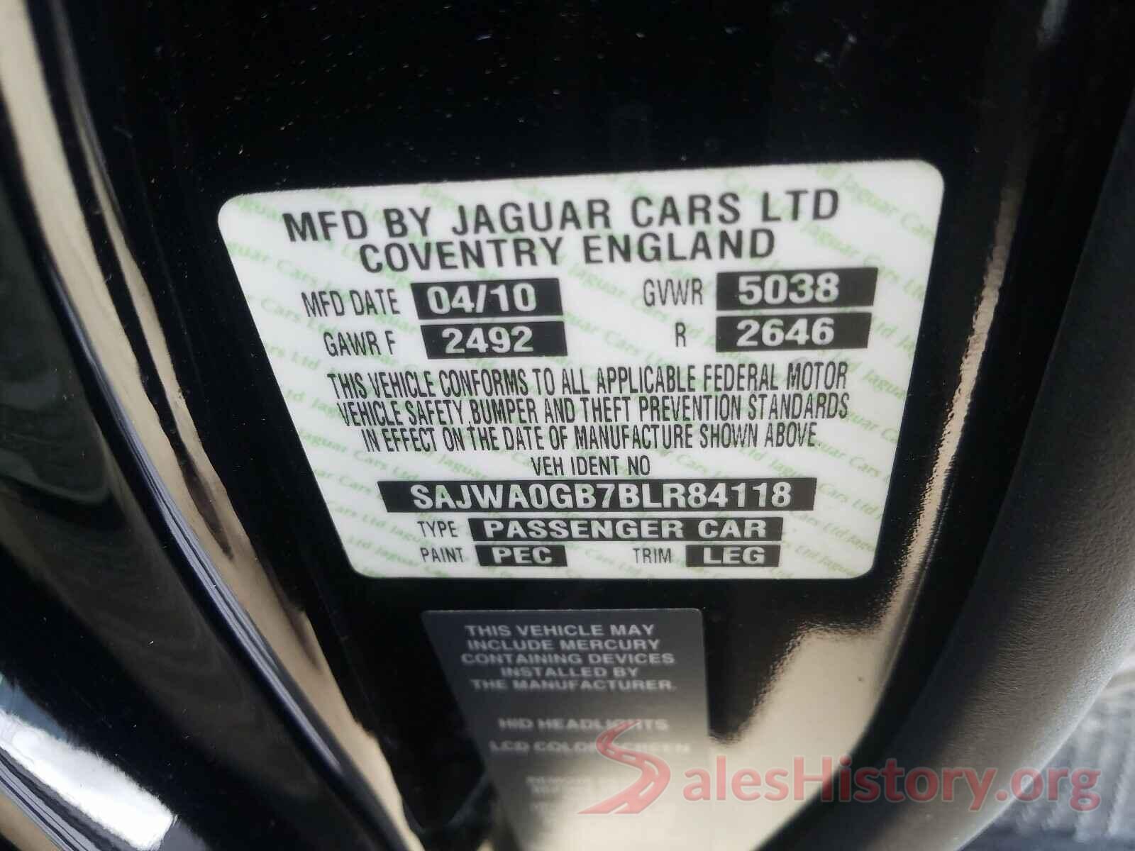 4T1BF1FK9HU626510 2011 JAGUAR XF